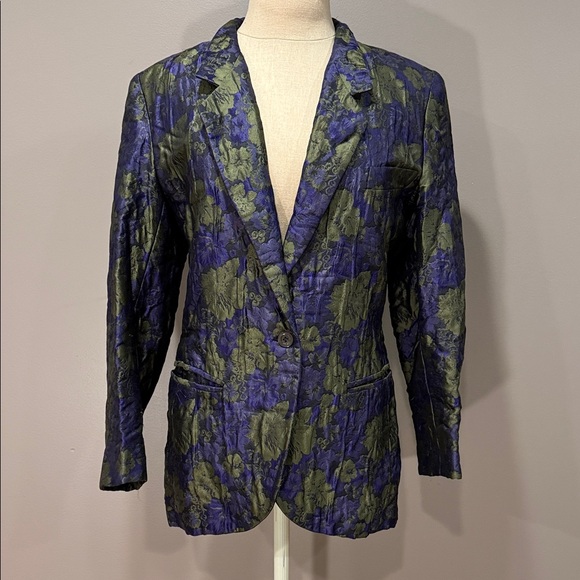 Salvatore Ferragamo Jackets & Blazers - Salvatore Ferragamo Purple and Green Floral Silk Blazer
